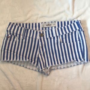 Hollister Jean Shorts Blue and White Striped